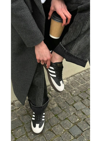Чорні Осінні кросівки чоловічі adidas samba black beige адідас самба No Brand