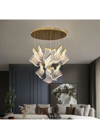 Люстра светодиодная подвесная LED светильник для квартиры на потолок лэд 26908 Латунь 45-200х5х30 см. Sunnysky (335975272)