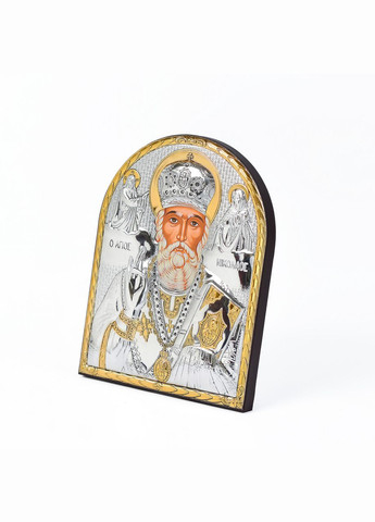 Ікона Миколай Чудотворець 16,3х21,3см аркової форми без рамки на дереві Silver Axion (265446229)