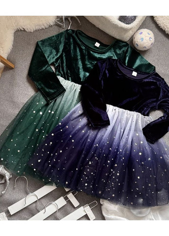 Комбинированное нарядное платье для девочки с градиентом цвет синий 10980 No Brand (370144127)