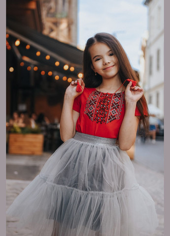 Красная вышиванка-футболка Piccolo узор геометрический (297523338)