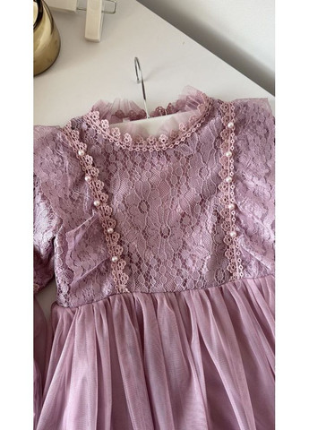 Комбинированное нежное платье для девочки цвет фиолетовый 10996 No Brand (372564053)