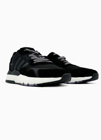 Чорні Осінні кросівки чоловічі adidas nite jogger black white | адідас найт джоггер чорні білі No Brand