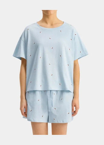 Блакитна всесезон жіноча піжама nlp футболка + шорти Atlantic