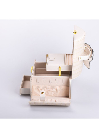 Скринька для прикрас з еко-шкіри, 3 яруси із замком Yiwu (360455013)