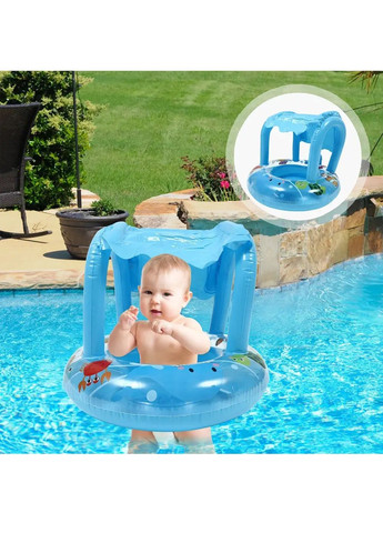 Детский надувной круг с навесом максимальной нагрузкой 30 кг для плавания в басейне на пляже 70 см (480478-Prob) Голубой Unbranded (336144014)