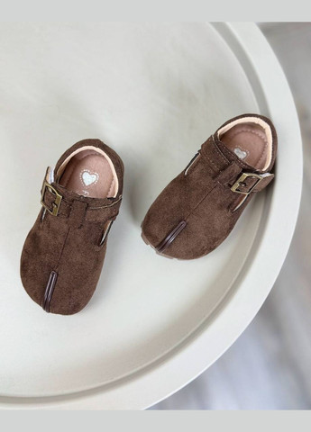 Коричневые туфли детские коричневые 1507 на липучке No Brand