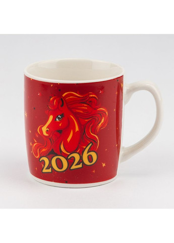 Чашка з ложкою новорічна Рік Коноді 175 мл 8 см 19250-004 No Brand (371773687)