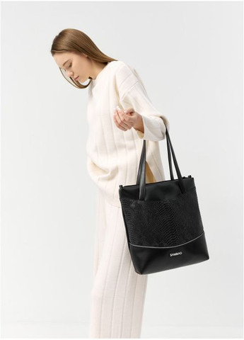 Женская сумка-шоппер Черная с принтом крокодила (976034730) Sambag (360965784)