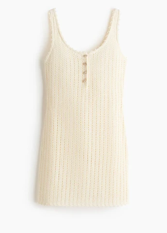Кремовое платье H&M однотонное