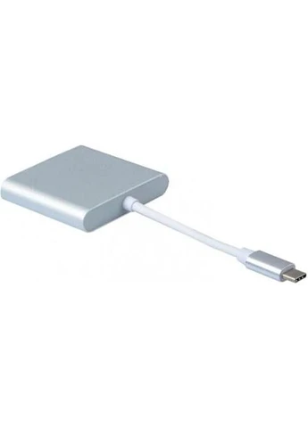 Хаб USB "3-in-1", Grey, Type-C 3.1 - 1xType-C / 1xUSB 3.0 / HDMI 4K, кабель 8 см, алюмінієвий корпус (Multiport USB 3.1 Type-C Dynamode (395352799)