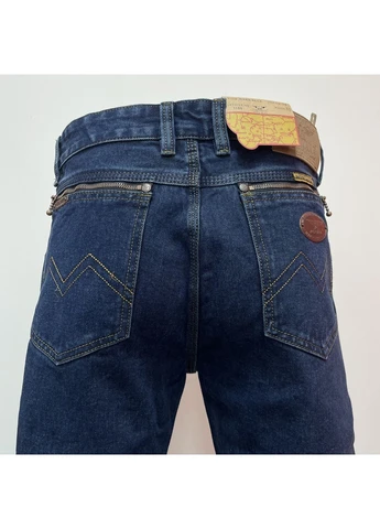 Синие джинсы мужские прямые классические карманы сзади на молнии dark blue синие Montana