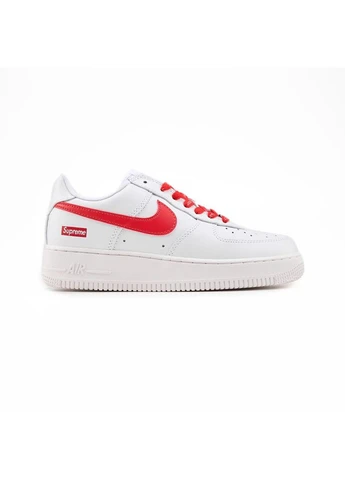 Білі літні кросівки nike air force 1 x supreme white red найк аір форс 1 No Brand