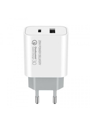 Зарядний пристрій TypeC PD + USB QC3.0 (20W) V2 white (CW-CHS025QPD-WT) Colorway type-c pd + usb qc3.0 (20w) v2 white (275462619)