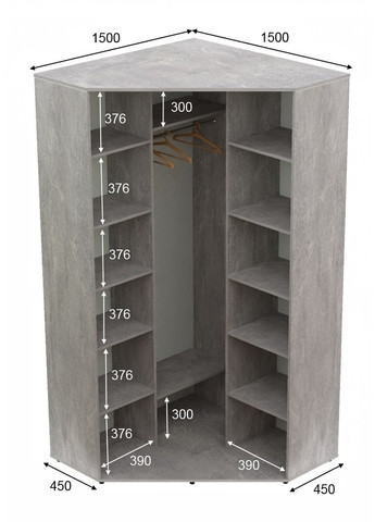 Шафа-купе дводверна 150*150*240 см Індастріал 2 двері Дзеркало Кут-5 Алекса (360438977)