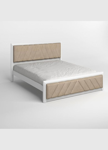 Односпальная деревянная кровать Барселона Б2 (RAL9003)/Аляска 23 (Бежевый) 90х200 см (MBG-12483) Mebigrand (366085683)