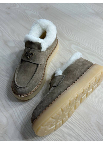 Черевики жіночі 69-3 лофери замшеві на хутрі бежеві Hengji (363619181)