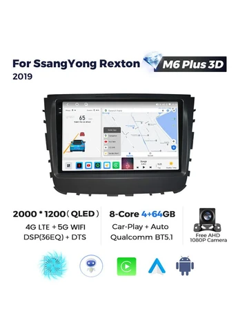 Штатная магнитола M6 Plus SsangYong Y250 II 2 (2006-2012) M6 Plus 360° 2k 4Gb+64Gb CarPlay QleD Mekede Rexton (384277029)