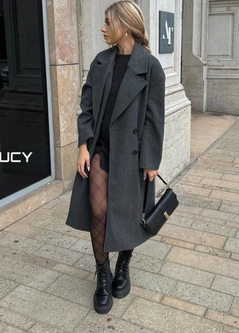 Графитовое демисезонное Трендовое кашемировое пальто однобортное Tik-Tak