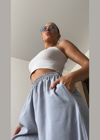 Серые лёгкие штаны карго из софта с высокой посадкой – комфорт и стиль для повседневных образов No Brand 113-1 (315710379)