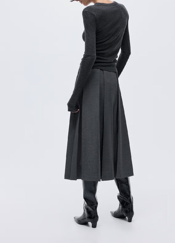 Серая офисная однотонная юбка H&M