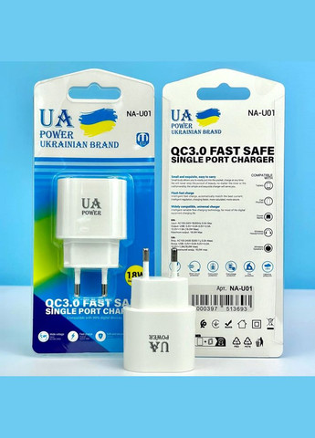 Мережевий зарядний пристрій UA Power NA-U01 QC3.0 Білий No Brand (304733280)