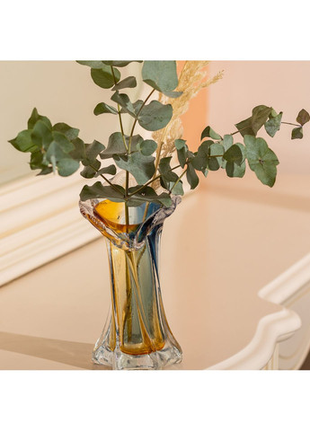 Ваза ручной работы Yiwu Crystal Coast стеклянная 22 см желто-синяя HP-9-6 No Brand (358885704)