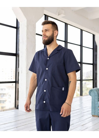 Синій демісезонний костюм медичний чоловічий марс котон короткий рукав No Brand