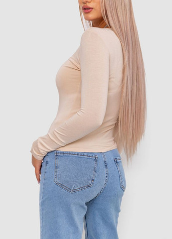 Тонкий жіночий лонгслів, колір світло-бежевий, Ager (297056379)