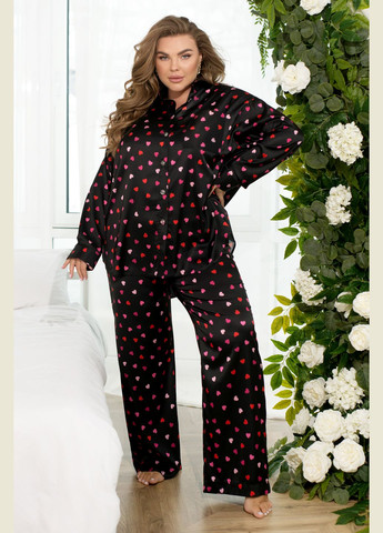 Чорна всесезон піжамний костюм сорочка + брюки Minova