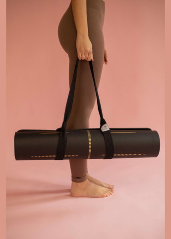 Коврик для йоги - "Asana" Черный, серии Comfort, PU + ремень-переноска LIT[h]A (331158730)
