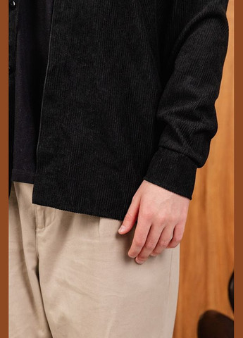 Чорна демісезонна вельветова сорочка для чоловіків прямого крою hc (h001-3358-045) Be in fashion