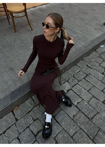 Темно-коричневое праздничный, коктейльное, повседневный, вечернее, деловое, кэжуал женское платье силуэтная FINO Mode