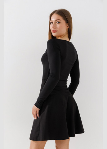 Черная повседневная однотонная юбка однотонная женская 114 черный shop (2000990949462) GRITANA