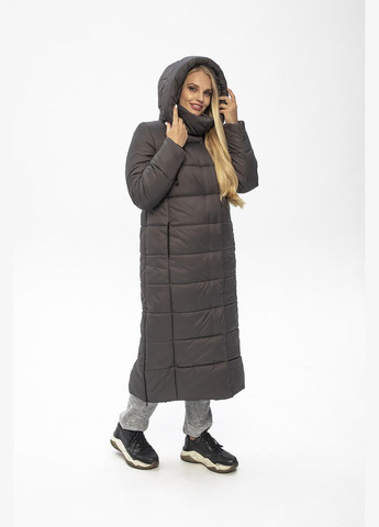 Серая зимняя куртка-пальто с капюшоном женское "агата" MioRichi