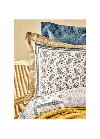 Набор постельного белья с покрывалом + плед Maryam petrol 2020-1 изумруд евро Karaca Home (285778519)