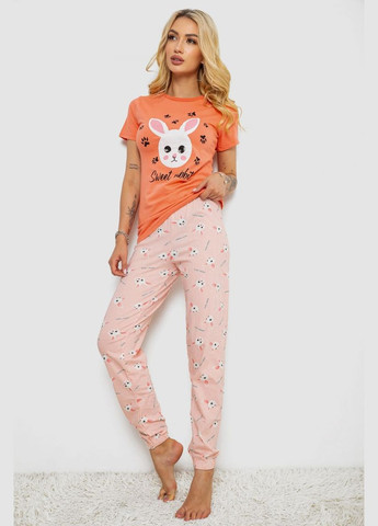 Оранжевая всесезон пижама женская с принтом, Polkan