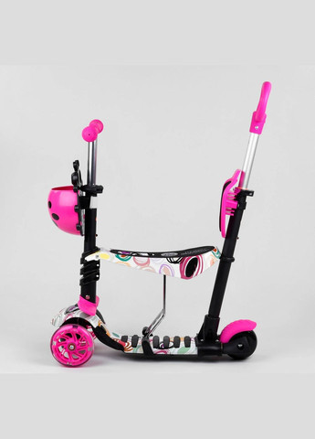 Самокат 5в1 75009. Абстракция, 3 PU колеса с подсветкой. Розовый Best Scooter (285766579)