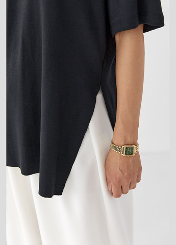 Однотонная футболка с разрезами Lurex - (329626618)