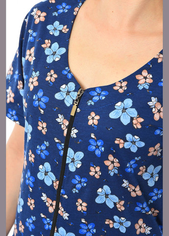 Халат жіночий напівбатальний з принтом темно-синього кольору Let's Shop (307355701)