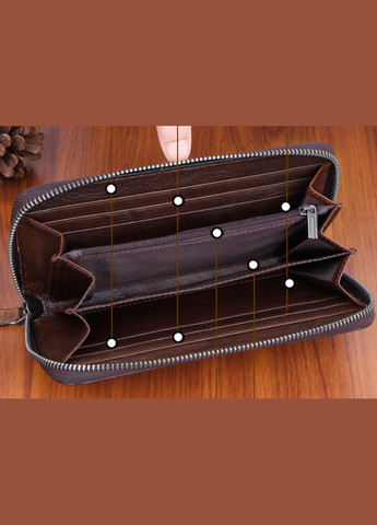 Женский кожаный кошелек клатч с тиснением цветы на молнии коричневый Eton (322284069)