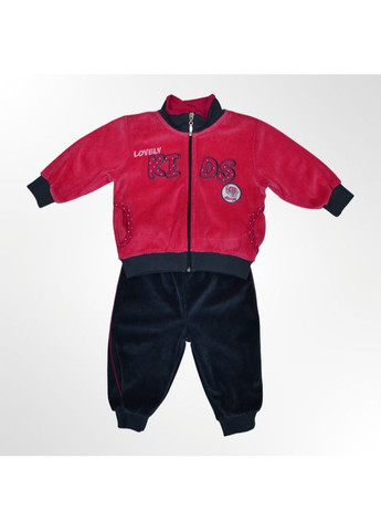 Комбинированный демисезонный детский велюровый костюм (кофточка + штанишки) розово-синий (0253) брючный Nicol