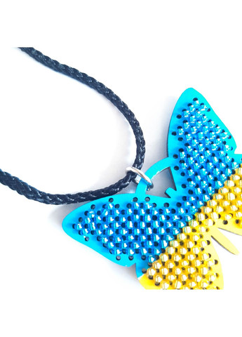 Кулон жіночий Українська патріотична прикраса ручної роботи вишивка бісером на дерев'яній основі No Brand Метелик (305834045)