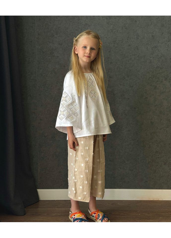 Белая вышиванка для девочки зарево Kashtanchik лен (366213545)