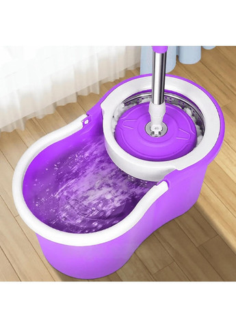 Комплект набор швабра лентяйка с ведром насадками автоматическим отжимом ручкой для переноски 10 л (478549-Prob) Фиолетовый Unbranded (306770119)