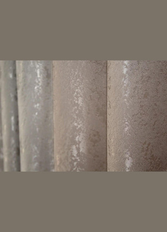 Штори для залу жаккардові 2 шт штори 1.5 х 2.7 м + тюль 4 х 2.7 м Бежевий (П4К-014дк (1177-1362ш)-02) No Brand (306633498)