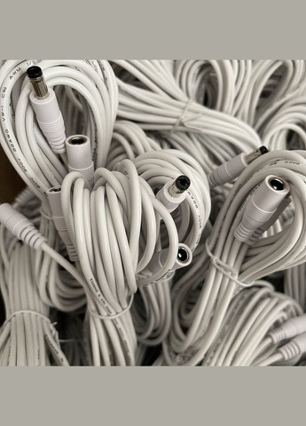Универсальный кабель удлиннитель питания 12V белый 5 метров 12В 5.5×2.1mm NK (302392885)