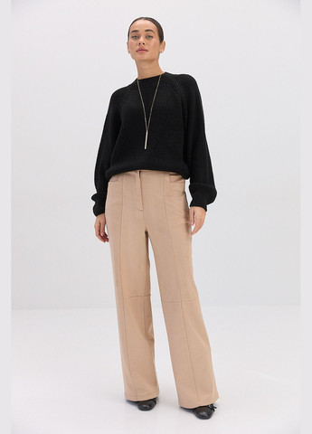 Замшевые женские брюки черные с декоративными швами Arjen (314901624)