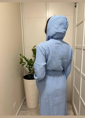 Вафельний банний халат жіночий гіпоалергенний XL-XXL Блакитний (П4К-Е-Avafel002-22) No Brand (323160675)