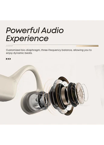 Беспроводные костные наушники BE-10 Pro с Bluetooth 5.4, 32GB памяти, Open-Ear, шумоподавлением ENC Бежевые Langsdom (380512099)